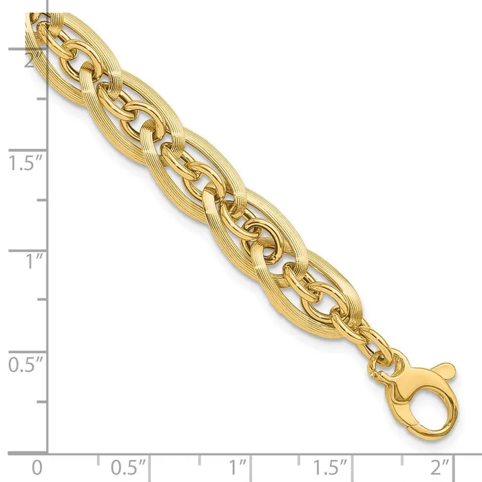 Qgold Bracelets 14k Yellow Gold 8 mm Polished and Grooved w 5 in ext Fancy Link Bracelet 556 grams Qgold Bracelets 14k Yellow Gold 8 mm Polished and Grooved w 5 in ext Fancy Link Bracelet 556 grams
