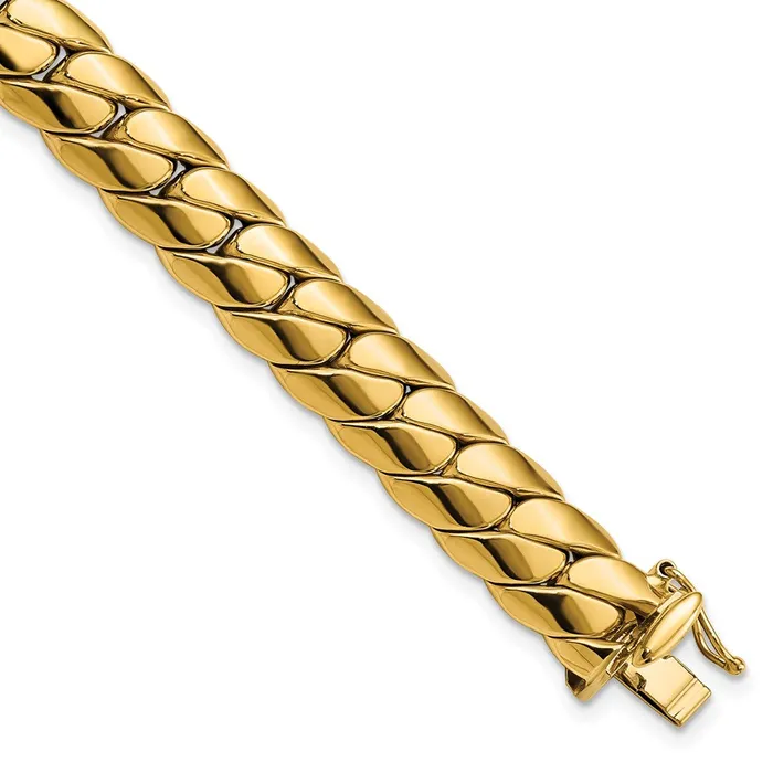 Qgold Bracelets 14k Yellow Gold 94 mm Polished Fancy Link Mens Bracelet 1301 grams Qgold Bracelets 14k Yellow Gold 94 mm Polished Fancy Link Mens Bracelet 1301 grams