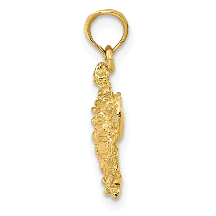 Qgold Charm Necklaces 10k Yellow Gold 11 mm 2D Sea Turtle w Spiny Shell Charm 085 grams Qgold Charm Necklaces 10k Yellow Gold 11 mm 2D Sea Turtle w Spiny Shell Charm 085 grams