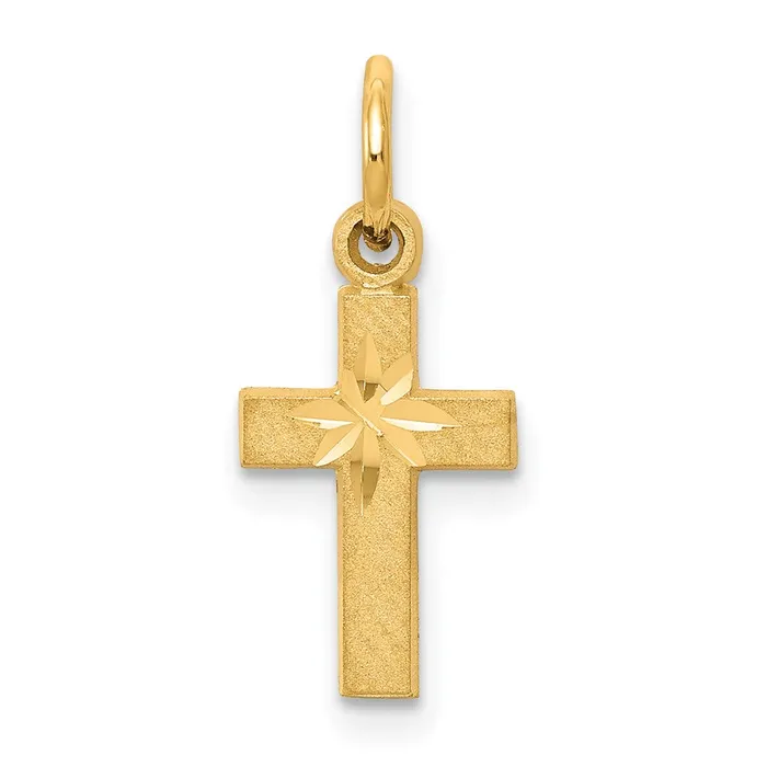 Qgold Charm Necklaces 10k Yellow Gold 11 mm Cross Charm 048 grams