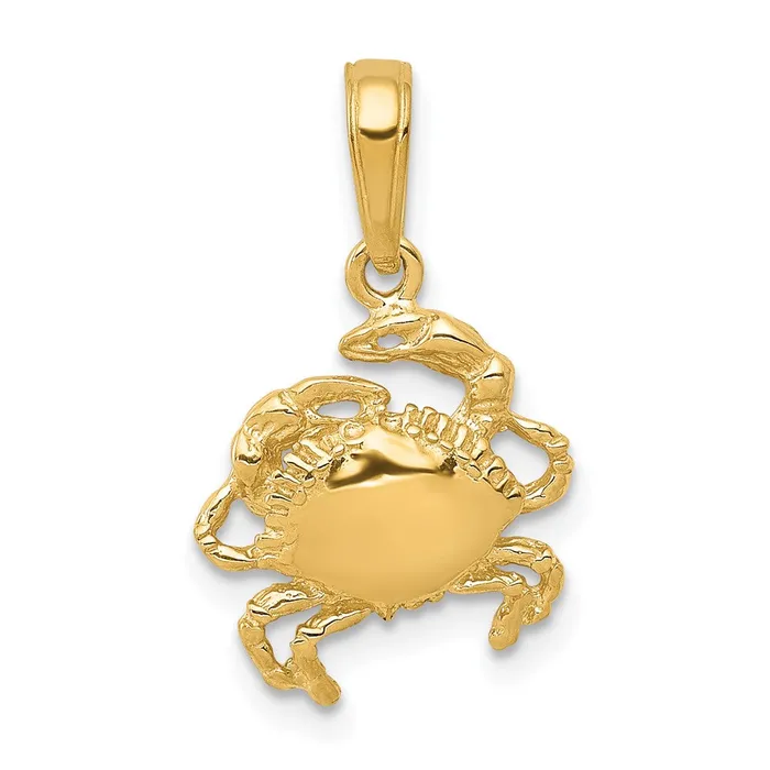 Qgold Charm Necklaces 10k Yellow Gold 12 mm Crab Charm 082 grams