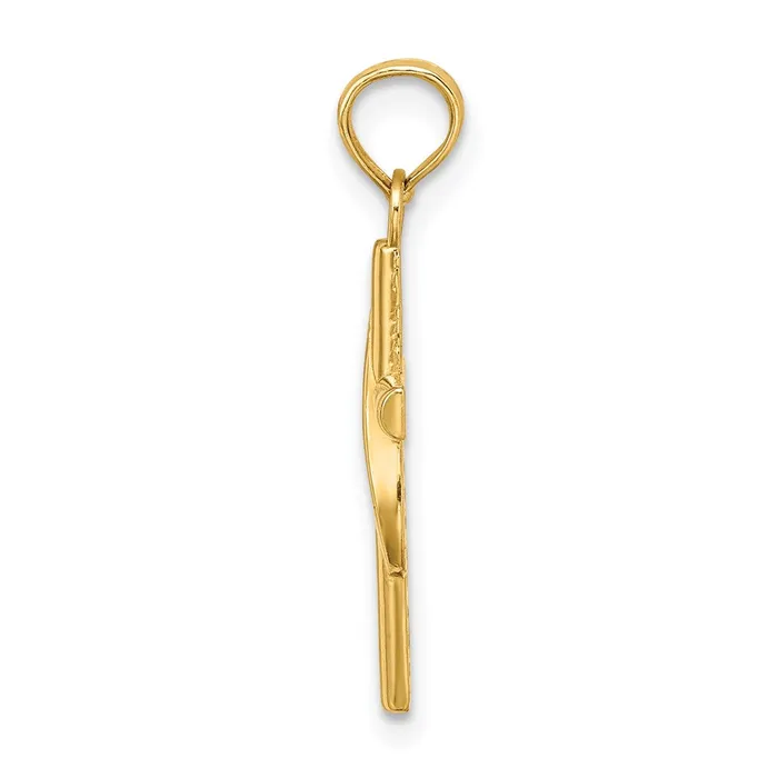 Qgold Charm Necklaces 10k Yellow Gold 12 mm Polished W Banner Cross Charm 077 grams Qgold Charm Necklaces 10k Yellow Gold 12 mm Polished W Banner Cross Charm 077 grams