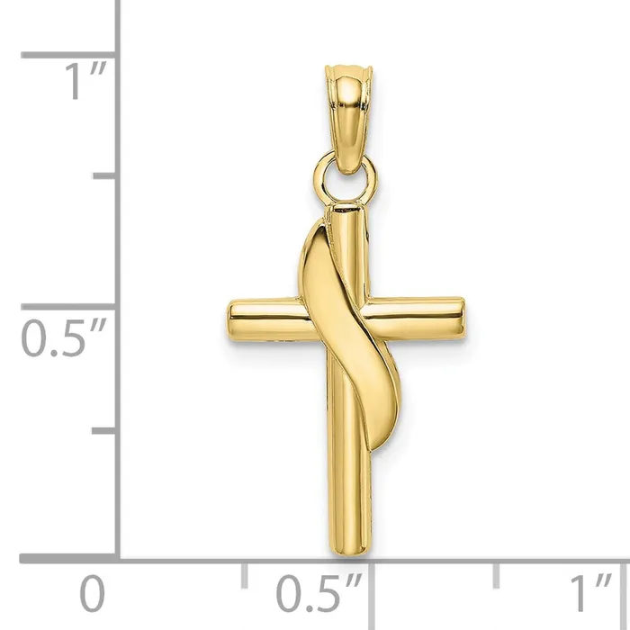 Qgold Charm Necklaces 10k Yellow Gold 12 mm Polished W Banner Cross Charm 077 grams Qgold Charm Necklaces 10k Yellow Gold 12 mm Polished W Banner Cross Charm 077 grams