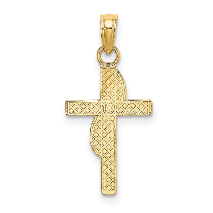 Qgold Charm Necklaces 10k Yellow Gold 12 mm Polished W Banner Cross Charm 077 grams Qgold Charm Necklaces 10k Yellow Gold 12 mm Polished W Banner Cross Charm 077 grams