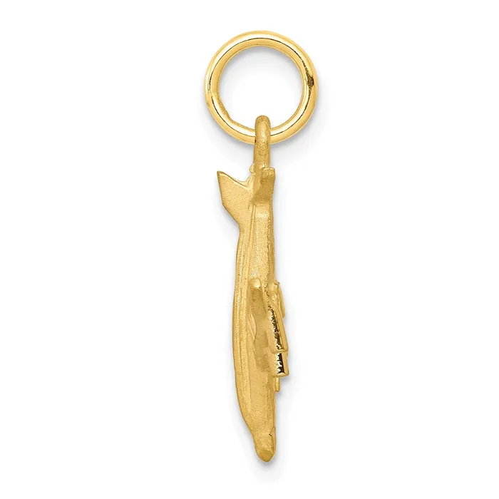 Qgold Charm Necklaces 10k Yellow Gold 16 mm Solid Satin Airplane Charm 089 grams Qgold Charm Necklaces 10k Yellow Gold 16 mm Solid Satin Airplane Charm 089 grams