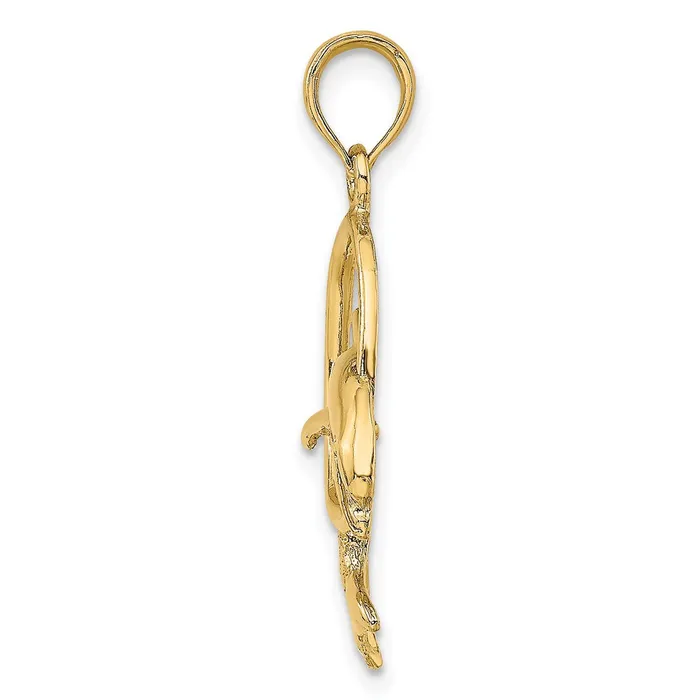 Qgold Charm Necklaces 10k Yellow Gold 173 mm Polished Dolphin Jumping Through Hoop Charm 144 grams Qgold Charm Necklaces 10k Yellow Gold 173 mm Polished Dolphin Jumping Through Hoop Charm 144 grams