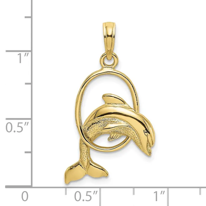 Qgold Charm Necklaces 10k Yellow Gold 173 mm Polished Dolphin Jumping Through Hoop Charm 144 grams Qgold Charm Necklaces 10k Yellow Gold 173 mm Polished Dolphin Jumping Through Hoop Charm 144 grams