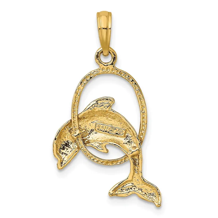 Qgold Charm Necklaces 10k Yellow Gold 173 mm Polished Dolphin Jumping Through Hoop Charm 144 grams Qgold Charm Necklaces 10k Yellow Gold 173 mm Polished Dolphin Jumping Through Hoop Charm 144 grams