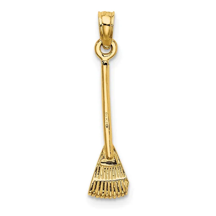 Qgold Charm Necklaces 10k Yellow Gold 53 mm 3D Leaf Rake Garden Tool Charm 044 grams Qgold Charm Necklaces 10k Yellow Gold 53 mm 3D Leaf Rake Garden Tool Charm 044 grams