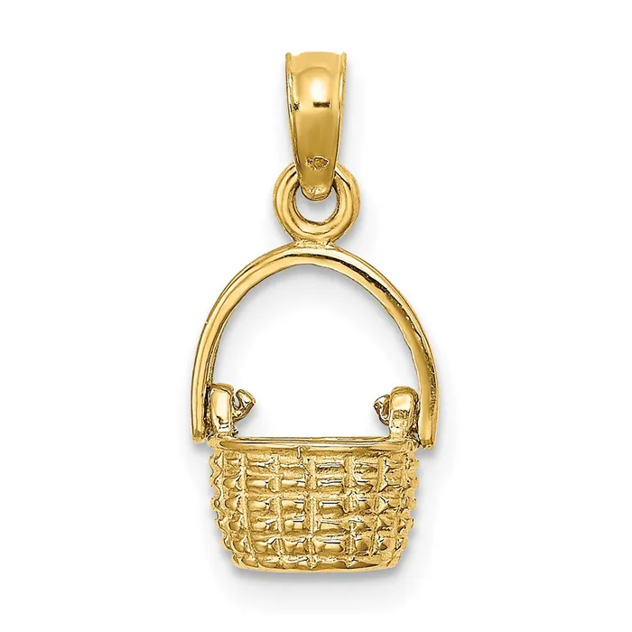 Qgold Charm Necklaces 10k Yellow Gold 87 mm 3D Moveable Handle Basket Charm 1 grams Qgold Charm Necklaces 10k Yellow Gold 87 mm 3D Moveable Handle Basket Charm 1 grams