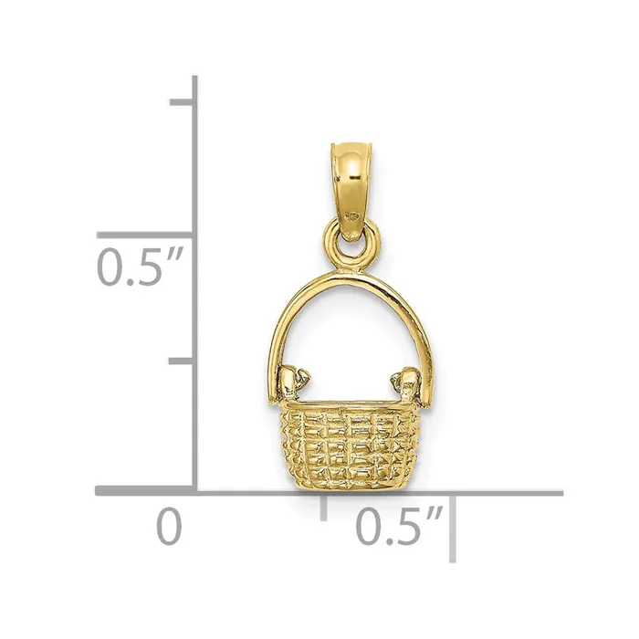 Qgold Charm Necklaces 10k Yellow Gold 87 mm 3D Moveable Handle Basket Charm 1 grams Qgold Charm Necklaces 10k Yellow Gold 87 mm 3D Moveable Handle Basket Charm 1 grams