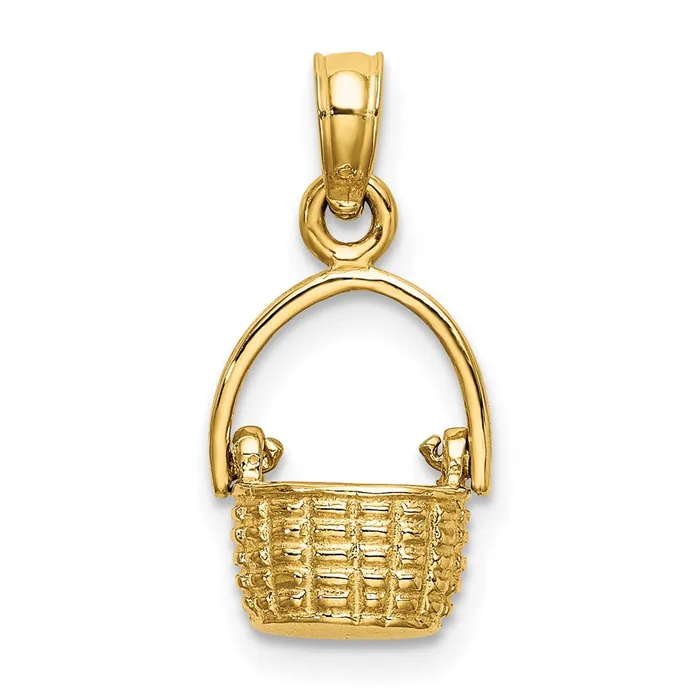 Qgold Charm Necklaces 10k Yellow Gold 87 mm 3D Moveable Handle Basket Charm 1 grams Qgold Charm Necklaces 10k Yellow Gold 87 mm 3D Moveable Handle Basket Charm 1 grams