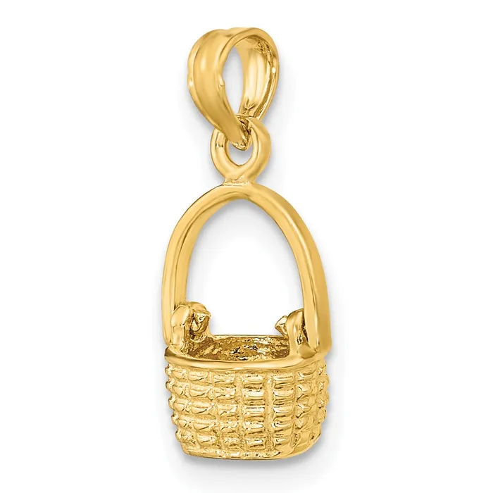 Qgold Charm Necklaces 10k Yellow Gold 87 mm 3D Moveable Handle Basket Charm 1 grams Qgold Charm Necklaces 10k Yellow Gold 87 mm 3D Moveable Handle Basket Charm 1 grams