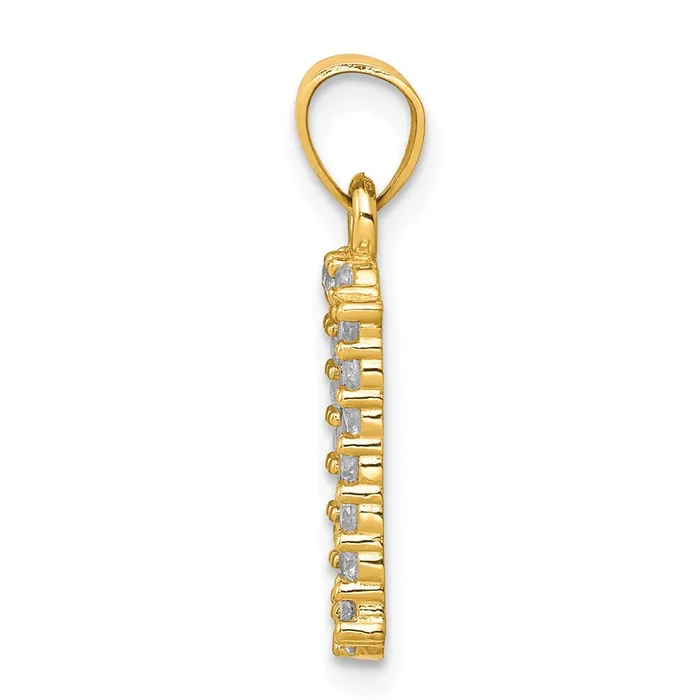 Qgold Charm Necklaces 10k Yellow wRhodium 9 mm CZ Cubic Zirconia I LOVE YOU Charm 086 grams Qgold Charm Necklaces 10k Yellow wRhodium 9 mm CZ Cubic Zirconia I LOVE YOU Charm 086 grams