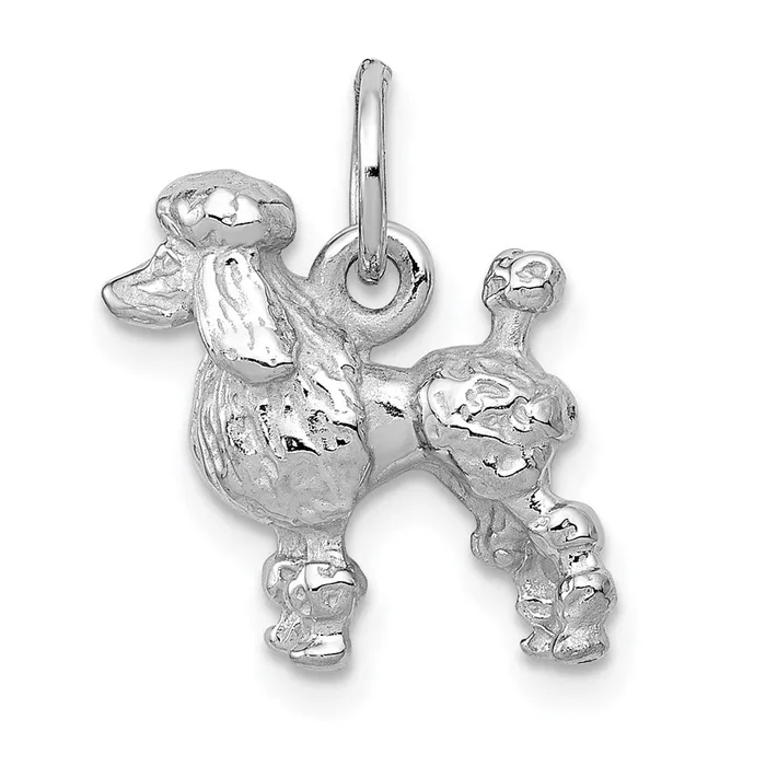 Qgold Charm Necklaces 14k White Gold 13 mm Solid 3D Poodle Charm 283 grams Qgold Charm Necklaces 14k White Gold 13 mm Solid 3D Poodle Charm 283 grams