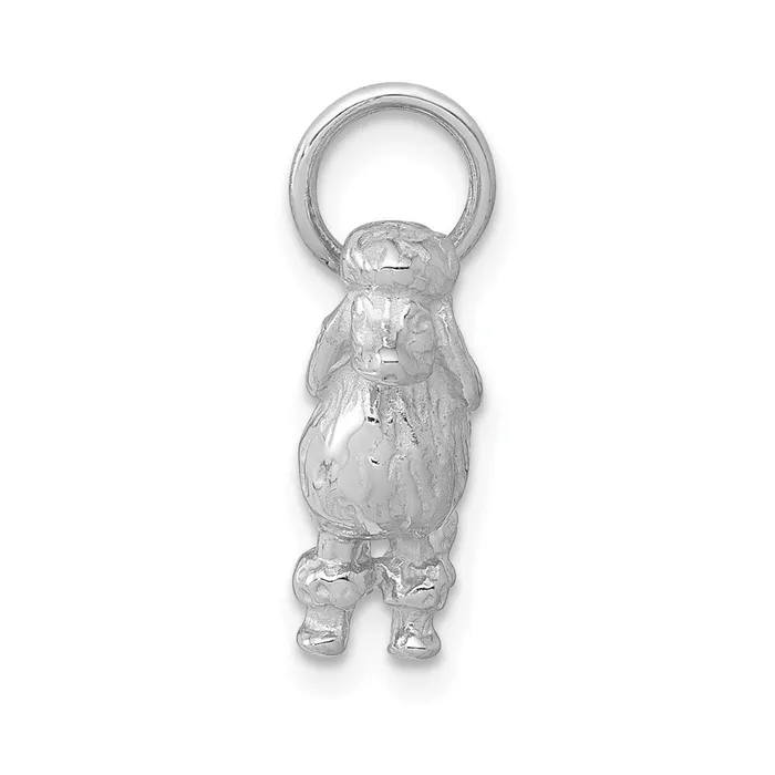 Qgold Charm Necklaces 14k White Gold 13 mm Solid 3D Poodle Charm 283 grams Qgold Charm Necklaces 14k White Gold 13 mm Solid 3D Poodle Charm 283 grams