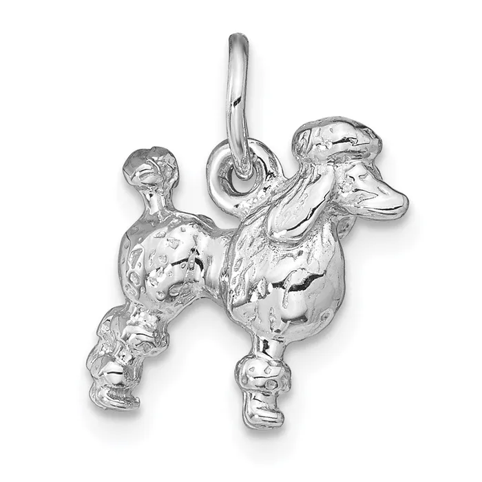 Qgold Charm Necklaces 14k White Gold 13 mm Solid 3D Poodle Charm 283 grams Qgold Charm Necklaces 14k White Gold 13 mm Solid 3D Poodle Charm 283 grams