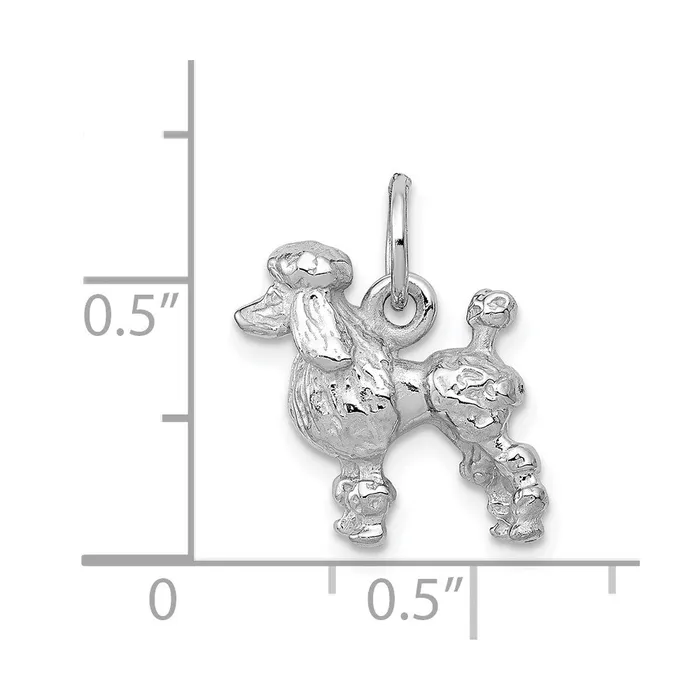 Qgold Charm Necklaces 14k White Gold 13 mm Solid 3D Poodle Charm 283 grams Qgold Charm Necklaces 14k White Gold 13 mm Solid 3D Poodle Charm 283 grams