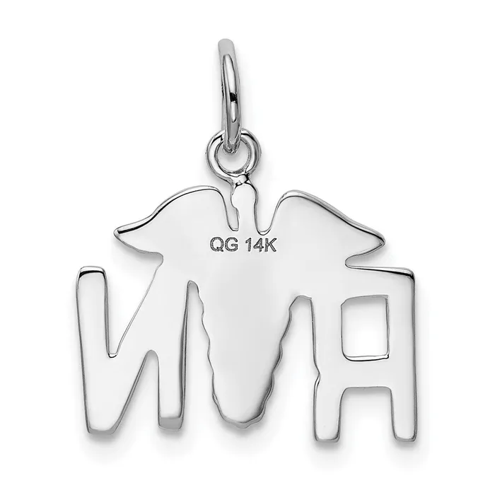 Qgold Charm Necklaces 14k White Gold 20 mm RN Charm 11 grams Qgold Charm Necklaces 14k White Gold 20 mm RN Charm 11 grams