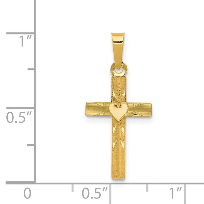 Qgold Charm Necklaces 14k Yellow Gold 11 mm Small Hollow Cross Charm 048 grams