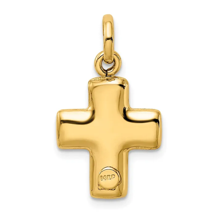 Qgold Charm Necklaces 14k Yellow Gold 14 mm Puffed Cross Charm 123 grams Qgold Charm Necklaces 14k Yellow Gold 14 mm Puffed Cross Charm 123 grams