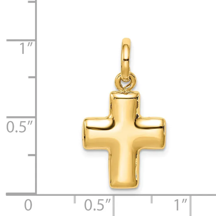 Qgold Charm Necklaces 14k Yellow Gold 14 mm Puffed Cross Charm 123 grams Qgold Charm Necklaces 14k Yellow Gold 14 mm Puffed Cross Charm 123 grams