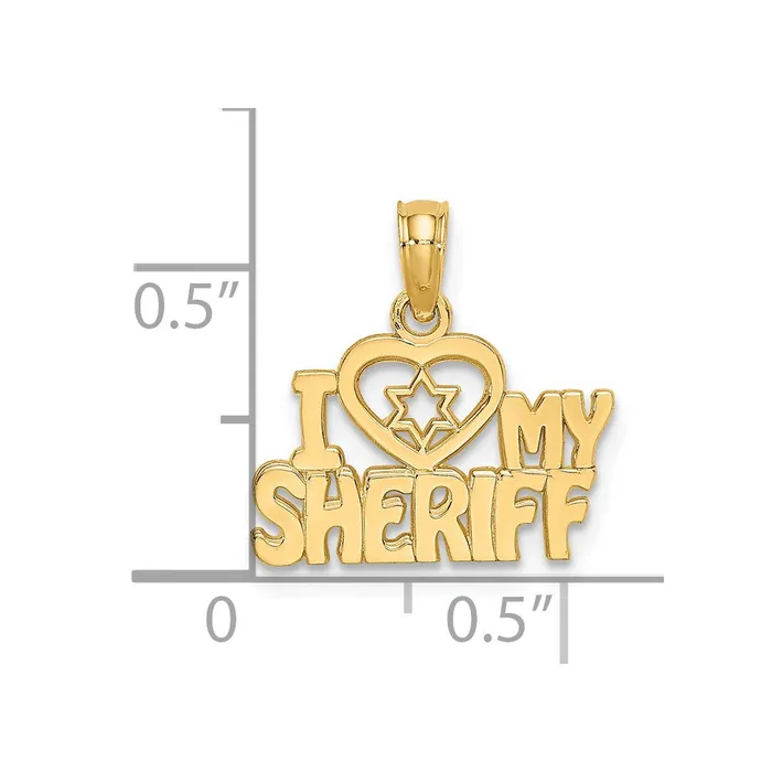 Qgold Charm Necklaces 14k Yellow Gold 161 mm I HEART MY SHERIFF Charm 078 grams Qgold Charm Necklaces 14k Yellow Gold 161 mm I HEART MY SHERIFF Charm 078 grams