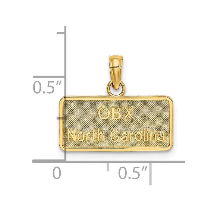 Qgold Charm Necklaces 14k Yellow Gold 18 mm OBX NORTH CAROLINA License Plate Charm 137 grams Qgold Charm Necklaces 14k Yellow Gold 18 mm OBX NORTH CAROLINA License Plate Charm 137 grams