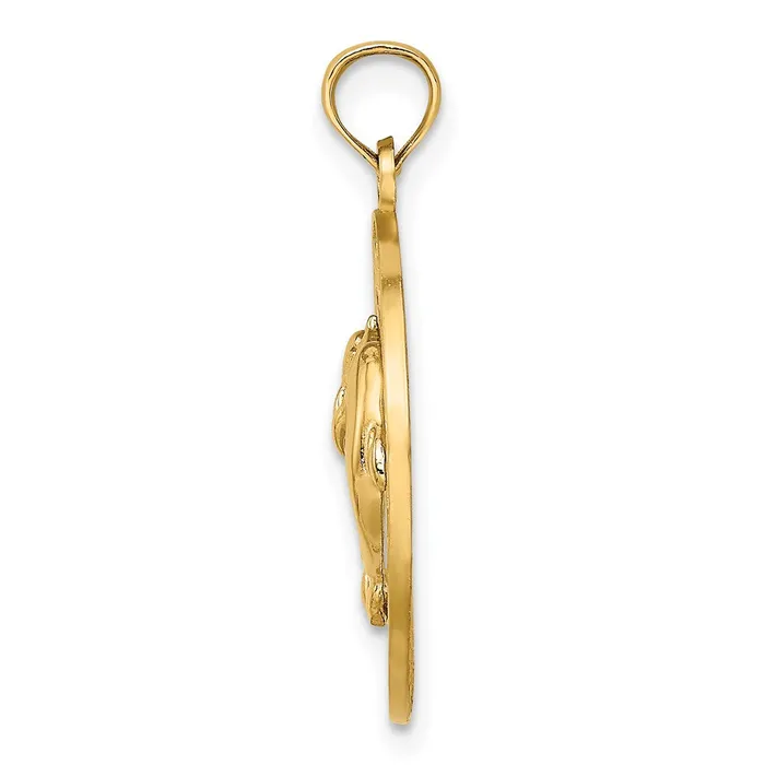 Qgold Charm Necklaces 14k Yellow Gold 191 mm MARCO ISLAND Circle w Dolphins Charm 204 grams Qgold Charm Necklaces 14k Yellow Gold 191 mm MARCO ISLAND Circle w Dolphins Charm 204 grams