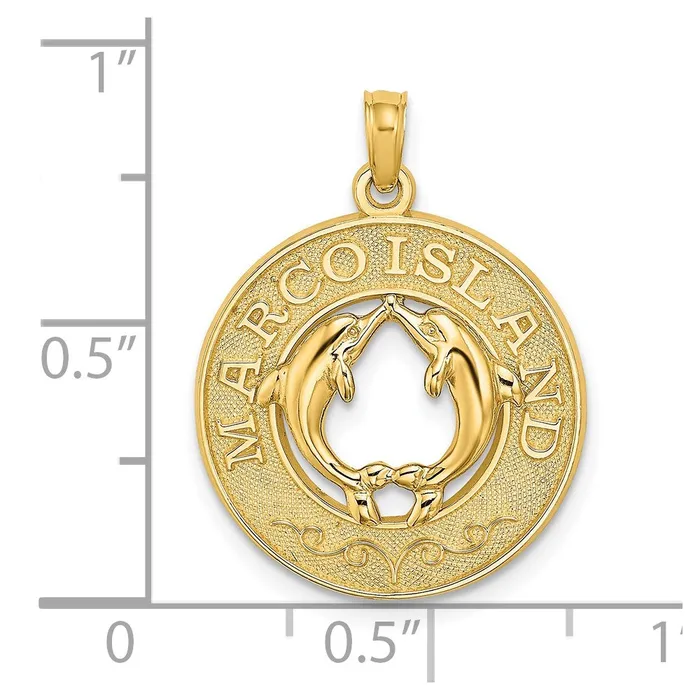 Qgold Charm Necklaces 14k Yellow Gold 191 mm MARCO ISLAND Circle w Dolphins Charm 204 grams Qgold Charm Necklaces 14k Yellow Gold 191 mm MARCO ISLAND Circle w Dolphins Charm 204 grams