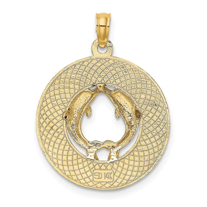 Qgold Charm Necklaces 14k Yellow Gold 191 mm MARCO ISLAND Circle w Dolphins Charm 204 grams Qgold Charm Necklaces 14k Yellow Gold 191 mm MARCO ISLAND Circle w Dolphins Charm 204 grams