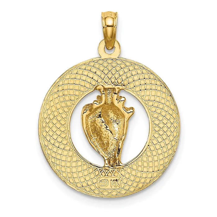 Qgold Charm Necklaces 14k Yellow Gold 192 mm SANIBEL wConch Shell Circle Charm 238 grams Qgold Charm Necklaces 14k Yellow Gold 192 mm SANIBEL wConch Shell Circle Charm 238 grams