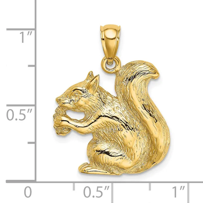 Qgold Charm Necklaces 14k Yellow Gold 212 mm Textured Sitting Squirrel Charm 27 grams Qgold Charm Necklaces 14k Yellow Gold 212 mm Textured Sitting Squirrel Charm 27 grams