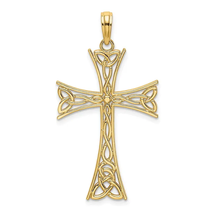 Qgold Charm Necklaces 14k Yellow Gold 21 mm Polished Celtic Knot Cross Charm 13 grams Qgold Charm Necklaces 14k Yellow Gold 21 mm Polished Celtic Knot Cross Charm 13 grams