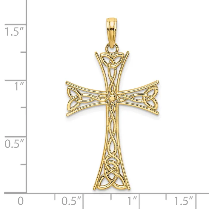 Qgold Charm Necklaces 14k Yellow Gold 21 mm Polished Celtic Knot Cross Charm 13 grams Qgold Charm Necklaces 14k Yellow Gold 21 mm Polished Celtic Knot Cross Charm 13 grams