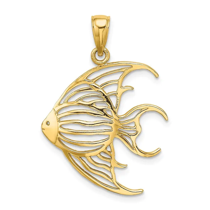 Qgold Charm Necklaces 14k Yellow Gold 221 mm CutOut Angelfish Charm 15 grams Qgold Charm Necklaces 14k Yellow Gold 221 mm CutOut Angelfish Charm 15 grams
