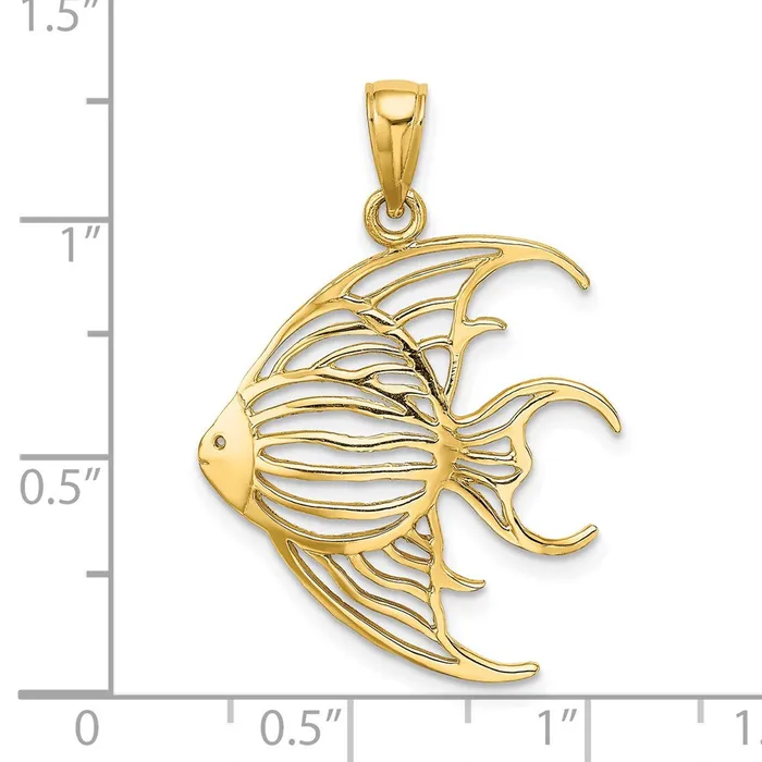 Qgold Charm Necklaces 14k Yellow Gold 221 mm CutOut Angelfish Charm 15 grams Qgold Charm Necklaces 14k Yellow Gold 221 mm CutOut Angelfish Charm 15 grams