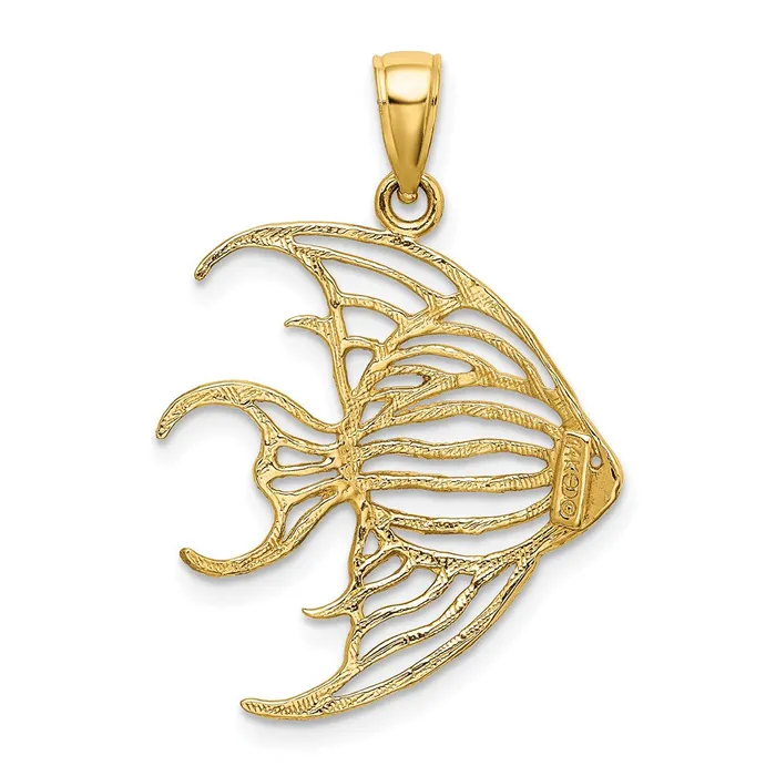 Qgold Charm Necklaces 14k Yellow Gold 221 mm CutOut Angelfish Charm 15 grams Qgold Charm Necklaces 14k Yellow Gold 221 mm CutOut Angelfish Charm 15 grams