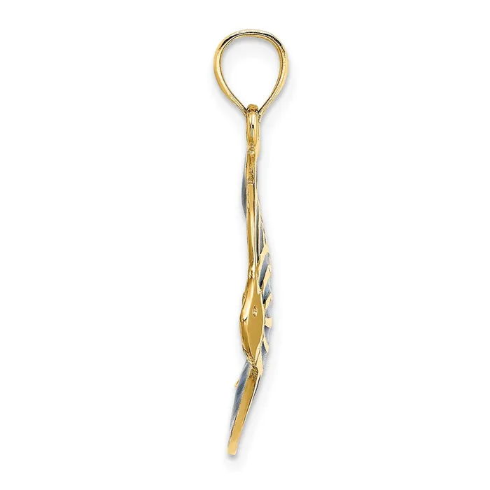 Qgold Charm Necklaces 14k Yellow Gold 223 mm W Blue Enameled Angelfish Charm 164 grams Qgold Charm Necklaces 14k Yellow Gold 223 mm W Blue Enameled Angelfish Charm 164 grams