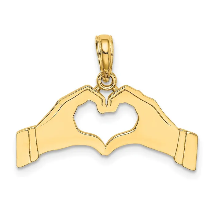 Qgold Charm Necklaces 14k Yellow Gold 244 mm Hands Forming a Heart Charm 152 grams Qgold Charm Necklaces 14k Yellow Gold 244 mm Hands Forming a Heart Charm 152 grams