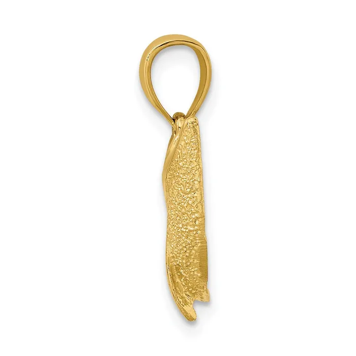 Qgold Charm Necklaces 14k Yellow Gold 24 mm 2D Textured Dolphin Jumping Charm 185 grams Qgold Charm Necklaces 14k Yellow Gold 24 mm 2D Textured Dolphin Jumping Charm 185 grams