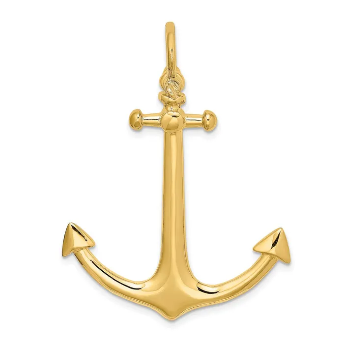 Qgold Charm Necklaces 14k Yellow Gold 345 mm 3D Large Anchor Charm 631 grams Qgold Charm Necklaces 14k Yellow Gold 345 mm 3D Large Anchor Charm 631 grams