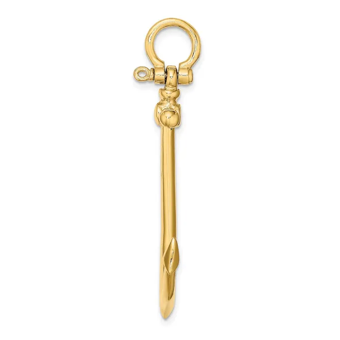 Qgold Charm Necklaces 14k Yellow Gold 345 mm 3D Large Anchor Charm 631 grams Qgold Charm Necklaces 14k Yellow Gold 345 mm 3D Large Anchor Charm 631 grams