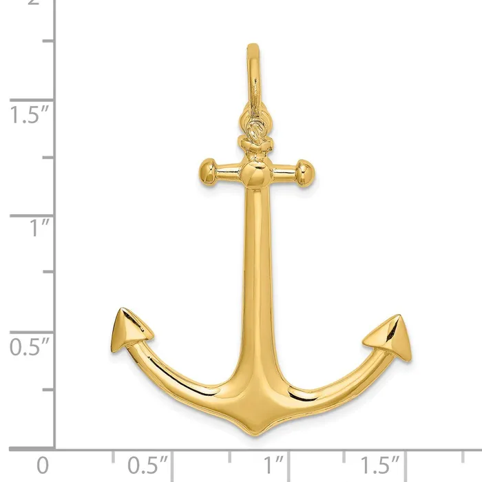 Qgold Charm Necklaces 14k Yellow Gold 345 mm 3D Large Anchor Charm 631 grams Qgold Charm Necklaces 14k Yellow Gold 345 mm 3D Large Anchor Charm 631 grams