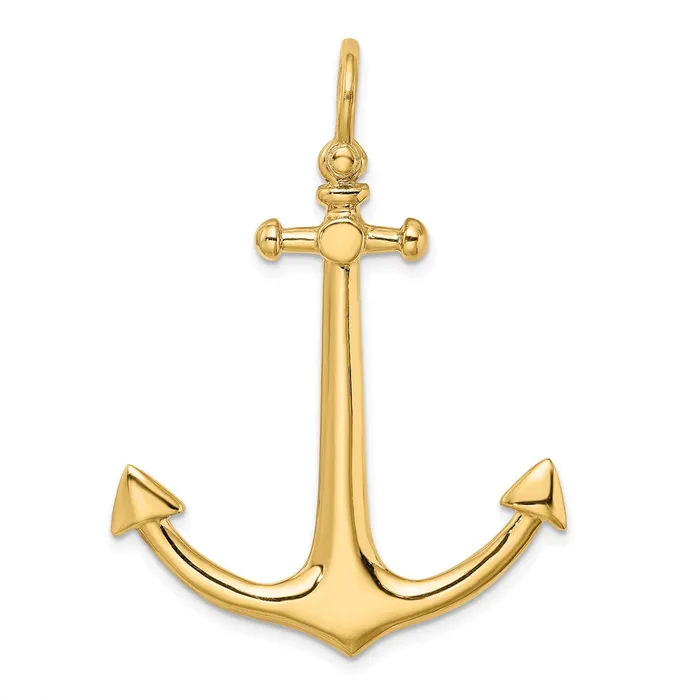 Qgold Charm Necklaces 14k Yellow Gold 345 mm 3D Large Anchor Charm 631 grams Qgold Charm Necklaces 14k Yellow Gold 345 mm 3D Large Anchor Charm 631 grams