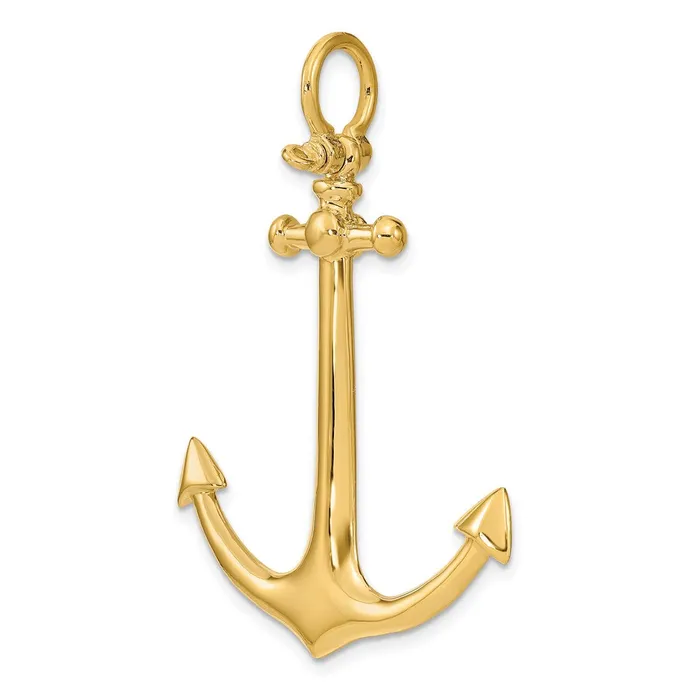 Qgold Charm Necklaces 14k Yellow Gold 345 mm 3D Large Anchor Charm 631 grams Qgold Charm Necklaces 14k Yellow Gold 345 mm 3D Large Anchor Charm 631 grams