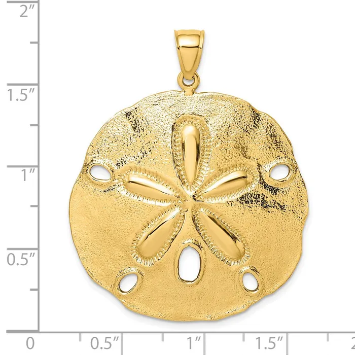 Qgold Charm Necklaces 14k Yellow Gold 382 mm Polished Large Sand Dollar Charm 1515 grams Qgold Charm Necklaces 14k Yellow Gold 382 mm Polished Large Sand Dollar Charm 1515 grams
