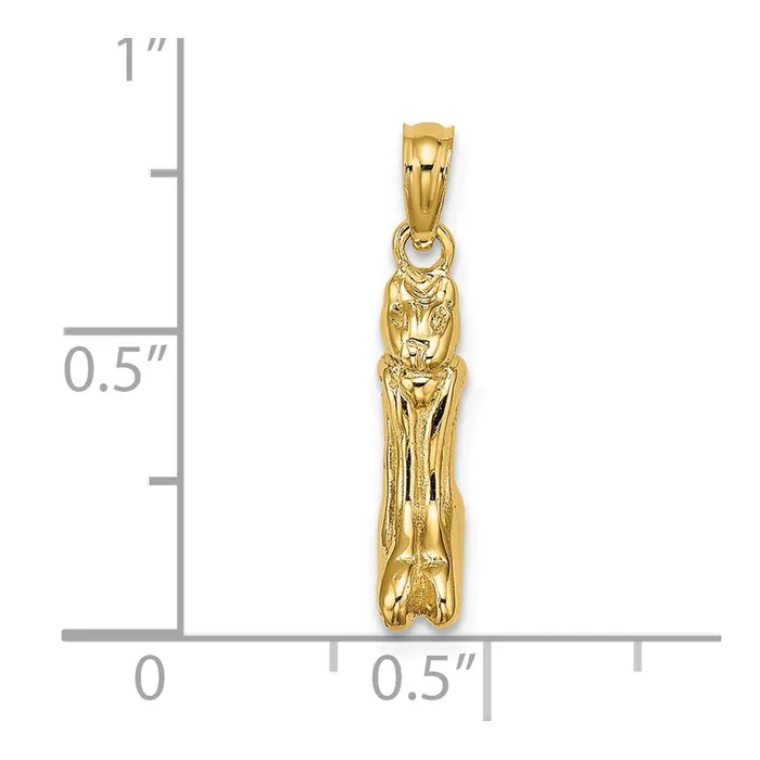 Qgold Charm Necklaces 14k Yellow Gold 4 mm 3D Polished MARCO ISLAND Cat Charm 256 grams Qgold Charm Necklaces 14k Yellow Gold 4 mm 3D Polished MARCO ISLAND Cat Charm 256 grams