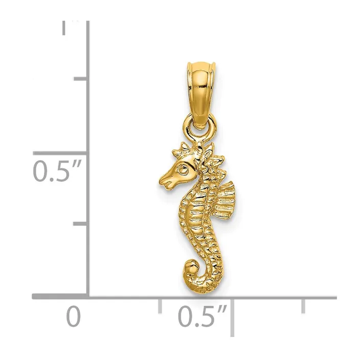 Qgold Charm Necklaces 14k Yellow Gold 64 mm Mini Seahorse Charm 055 grams Qgold Charm Necklaces 14k Yellow Gold 64 mm Mini Seahorse Charm 055 grams