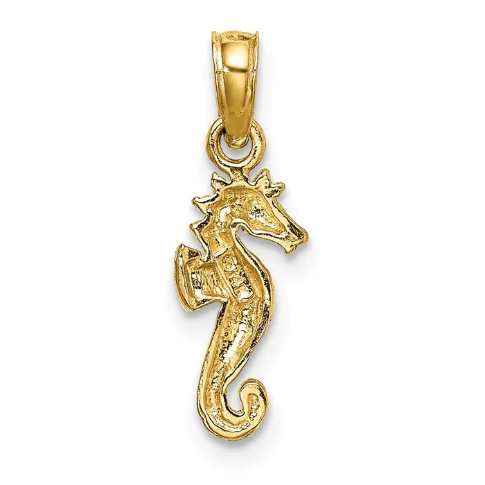 Qgold Charm Necklaces 14k Yellow Gold 64 mm Mini Seahorse Charm 055 grams Qgold Charm Necklaces 14k Yellow Gold 64 mm Mini Seahorse Charm 055 grams